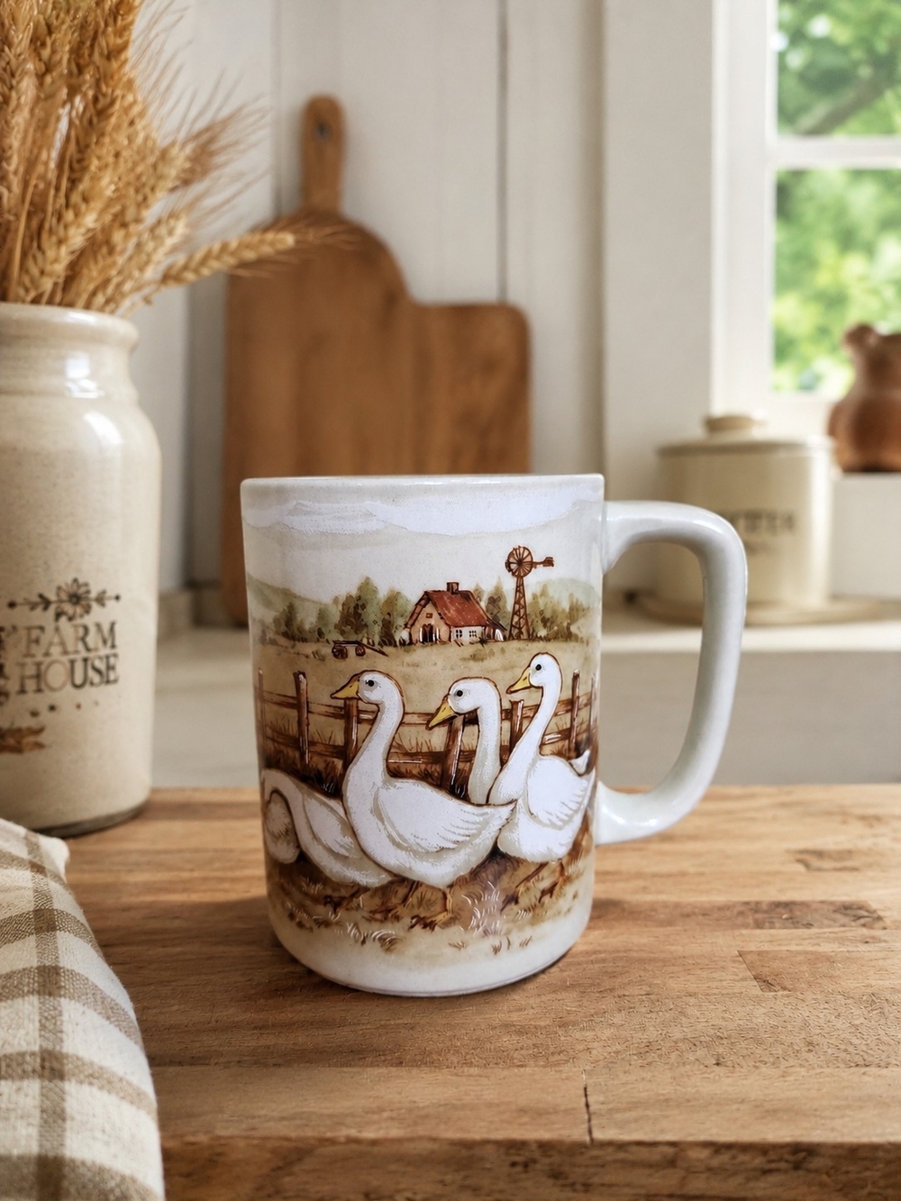 Vintage Otagiri Japan Farm Goose Coffee Mug Rustic Country Cottage Ceramic Cup